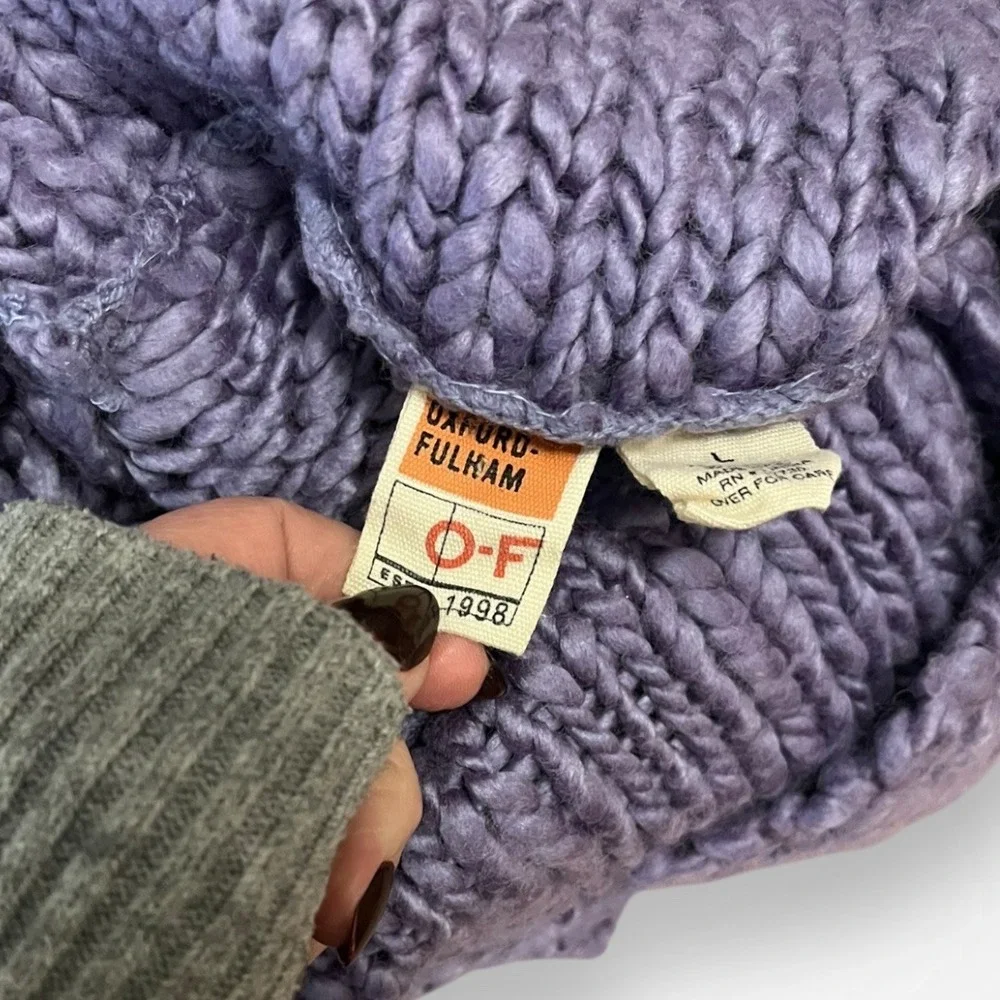 OXFORD FULHAM Y2k Wool Blend Purple Cowl‎ Neck Chunky Knit Sweater Large | EUC